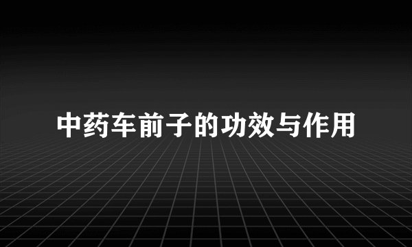中药车前子的功效与作用