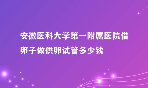 安徽医科大学第一附属医院借卵子做供卵试管多少钱