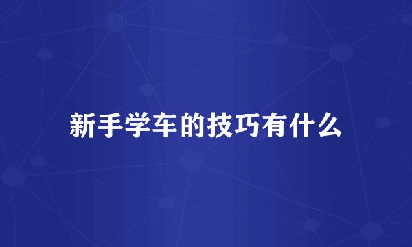新手学车的技巧有什么