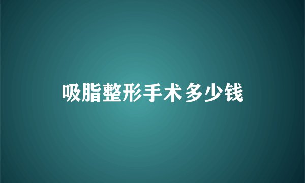 吸脂整形手术多少钱