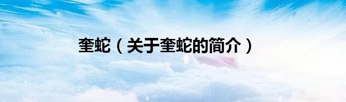 奎蛇（关于奎蛇的简介）