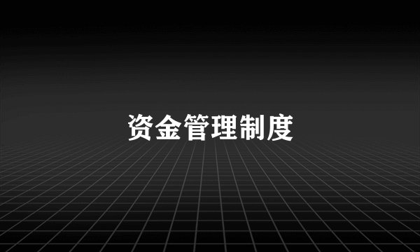 资金管理制度