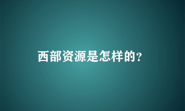 西部资源是怎样的？