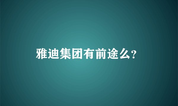 雅迪集团有前途么？
