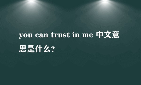 you can trust in me 中文意思是什么？