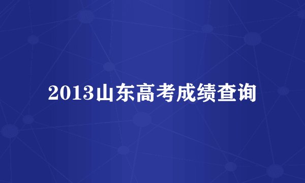 2013山东高考成绩查询