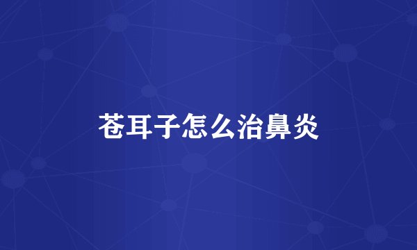 苍耳子怎么治鼻炎