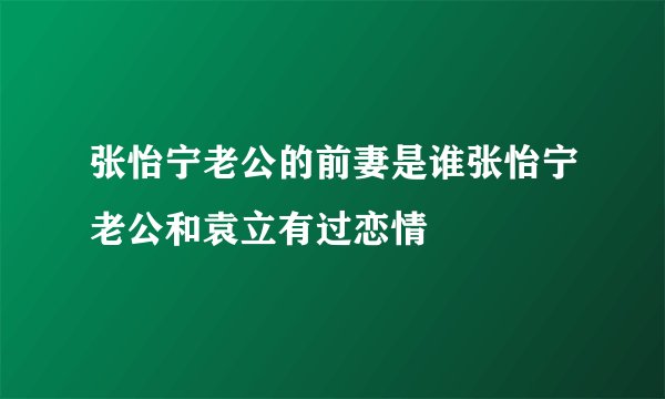 张怡宁老公的前妻是谁张怡宁老公和袁立有过恋情