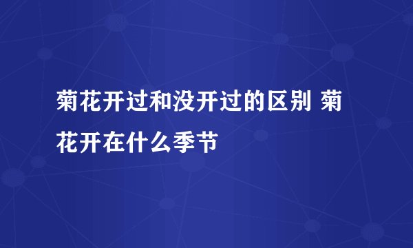 菊花开过和没开过的区别 菊花开在什么季节