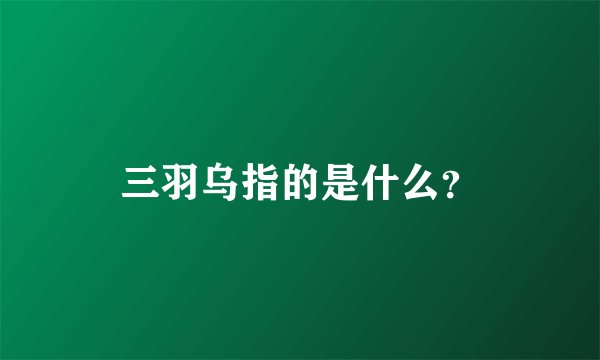 三羽乌指的是什么？