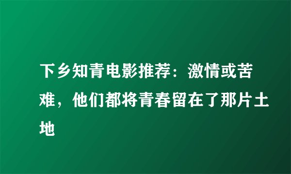 下乡知青电影推荐：激情或苦难，他们都将青春留在了那片土地