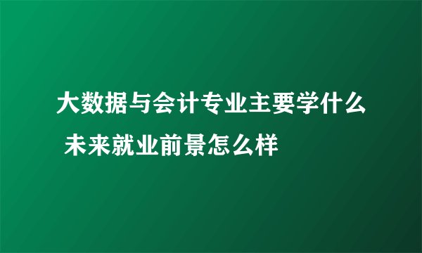 大数据与会计专业主要学什么 未来就业前景怎么样