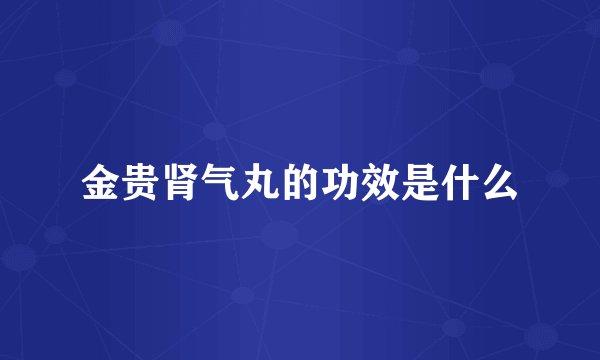金贵肾气丸的功效是什么