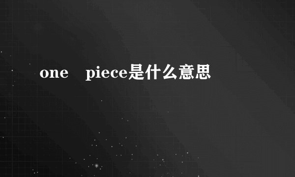 one piece是什么意思