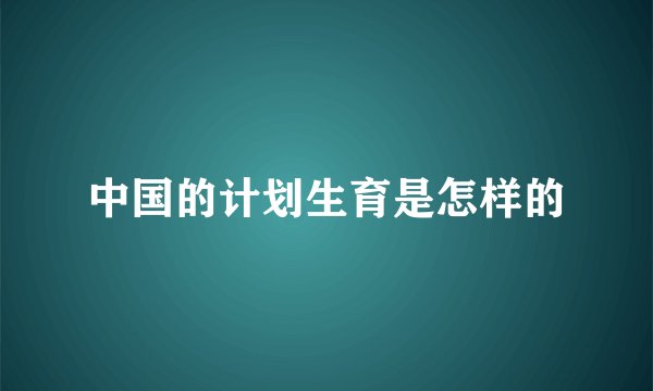 中国的计划生育是怎样的