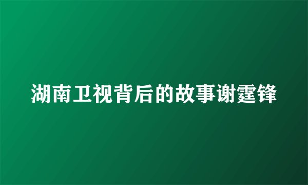 湖南卫视背后的故事谢霆锋