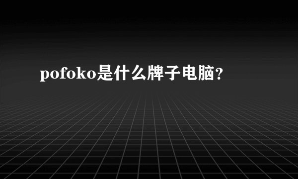 pofoko是什么牌子电脑？