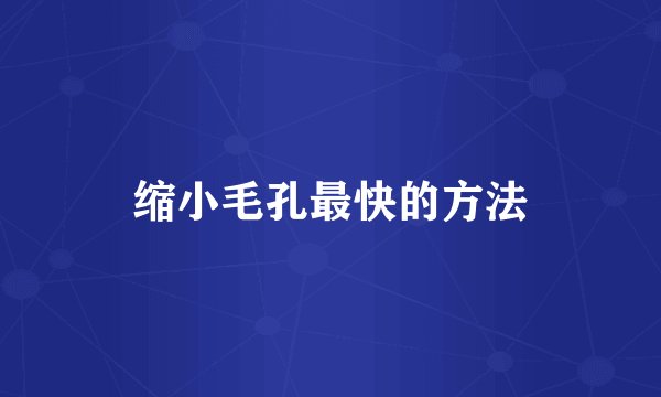 缩小毛孔最快的方法