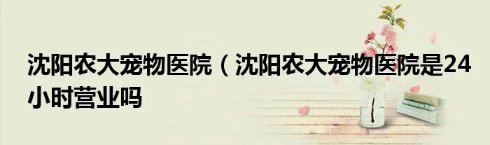 沈阳农大宠物医院(沈阳农大宠物医院是24小时营业吗