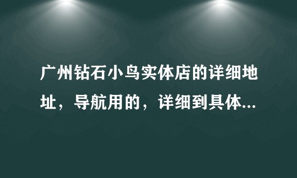 广州钻石小鸟实体店的详细地址，导航用的，详细到具体什么路的那种