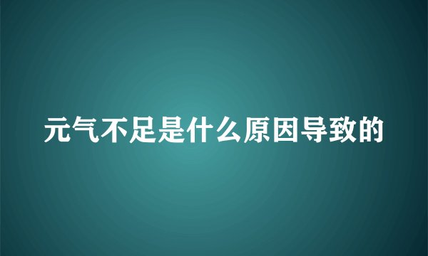 元气不足是什么原因导致的