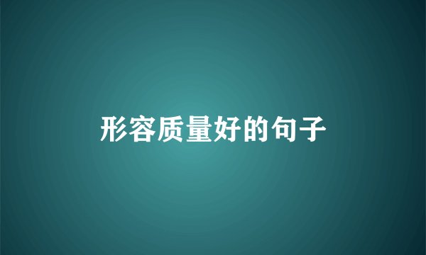 形容质量好的句子