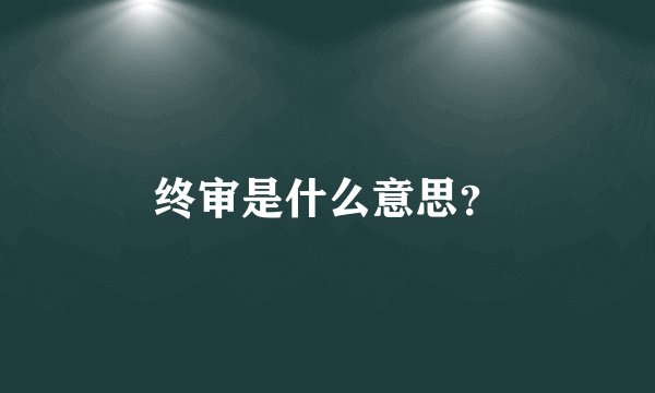 终审是什么意思？