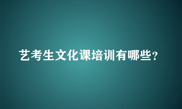 艺考生文化课培训有哪些？