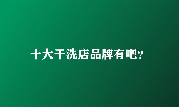 十大干洗店品牌有吧？