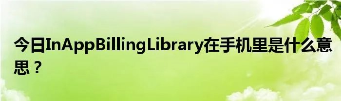 今日InAppBillingLibrary在手机里是什么意思？