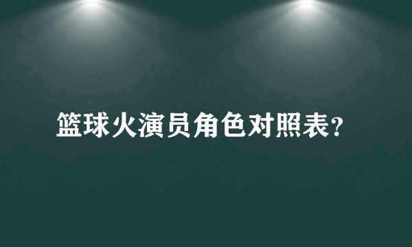 篮球火演员角色对照表？