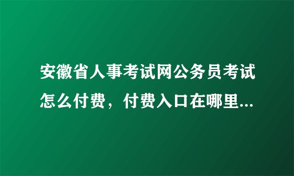 安徽省人事考试网公务员考试怎么付费，付费入口在哪里，我怎么看不到缴费的入口啊