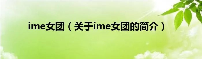 ime女团（关于ime女团的简介）