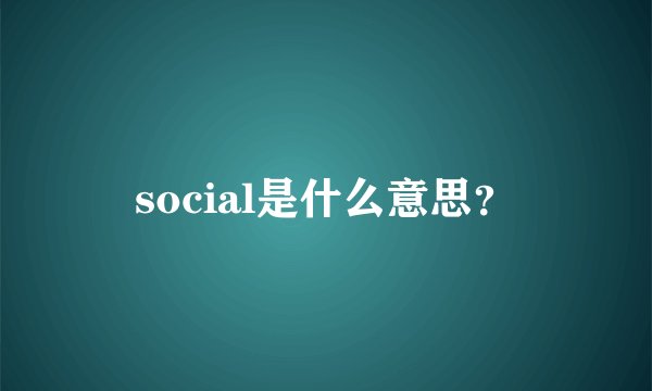 social是什么意思?