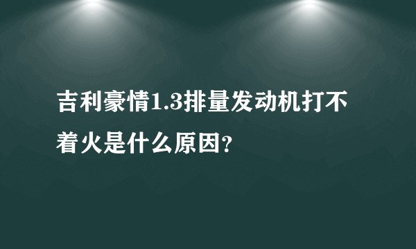 吉利豪情1.3排量发动机打不着火是什么原因？