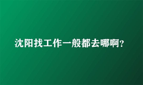 沈阳找工作一般都去哪啊？