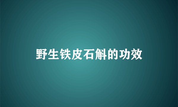 野生铁皮石斛的功效