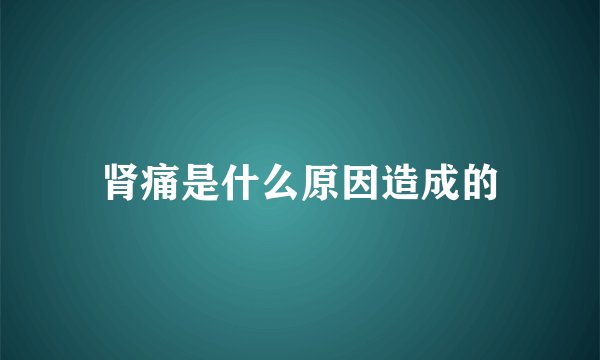 肾痛是什么原因造成的