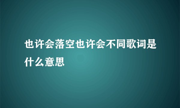 也许会落空也许会不同歌词是什么意思