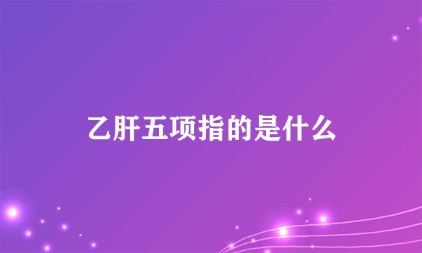 乙肝五项指的是什么
