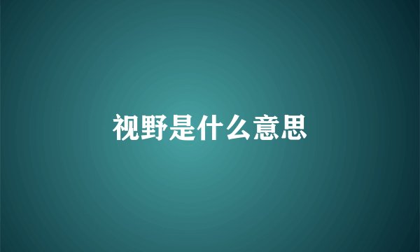 视野是什么意思