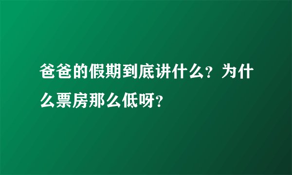 爸爸的假期到底讲什么？为什么票房那么低呀？