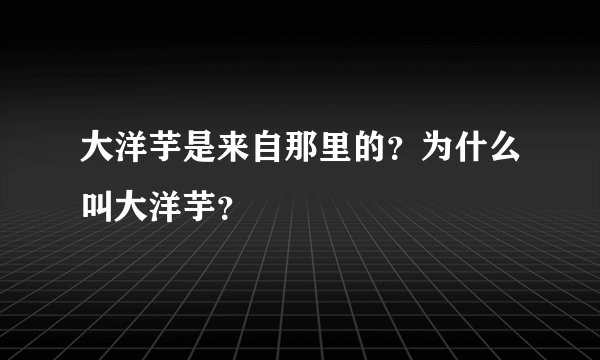 大洋芋是来自那里的？为什么叫大洋芋？