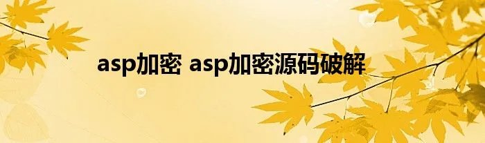 asp加密 asp加密源码破解