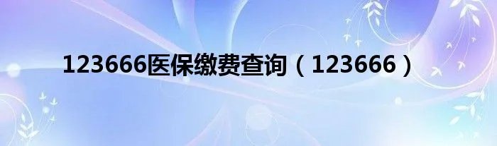 123666医保缴费查询（123666）