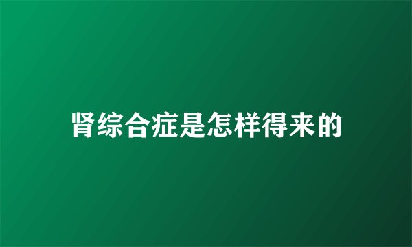 肾综合症是怎样得来的