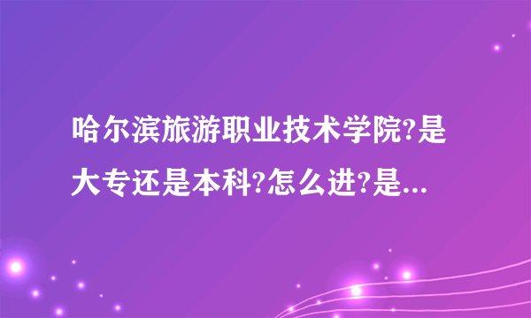 哈尔滨旅游职业技术学院?是大专还是本科?怎么进?是花钱就能进么?还是必须要分?