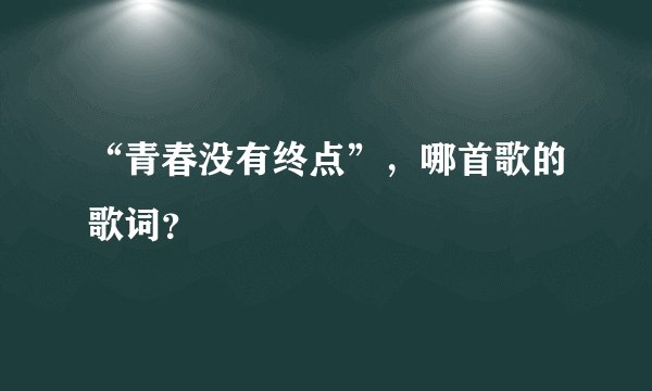 “青春没有终点”，哪首歌的歌词？