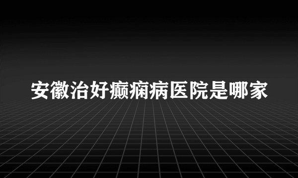 安徽治好癫痫病医院是哪家