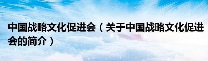 中国战略文化促进会（关于中国战略文化促进会的简介）